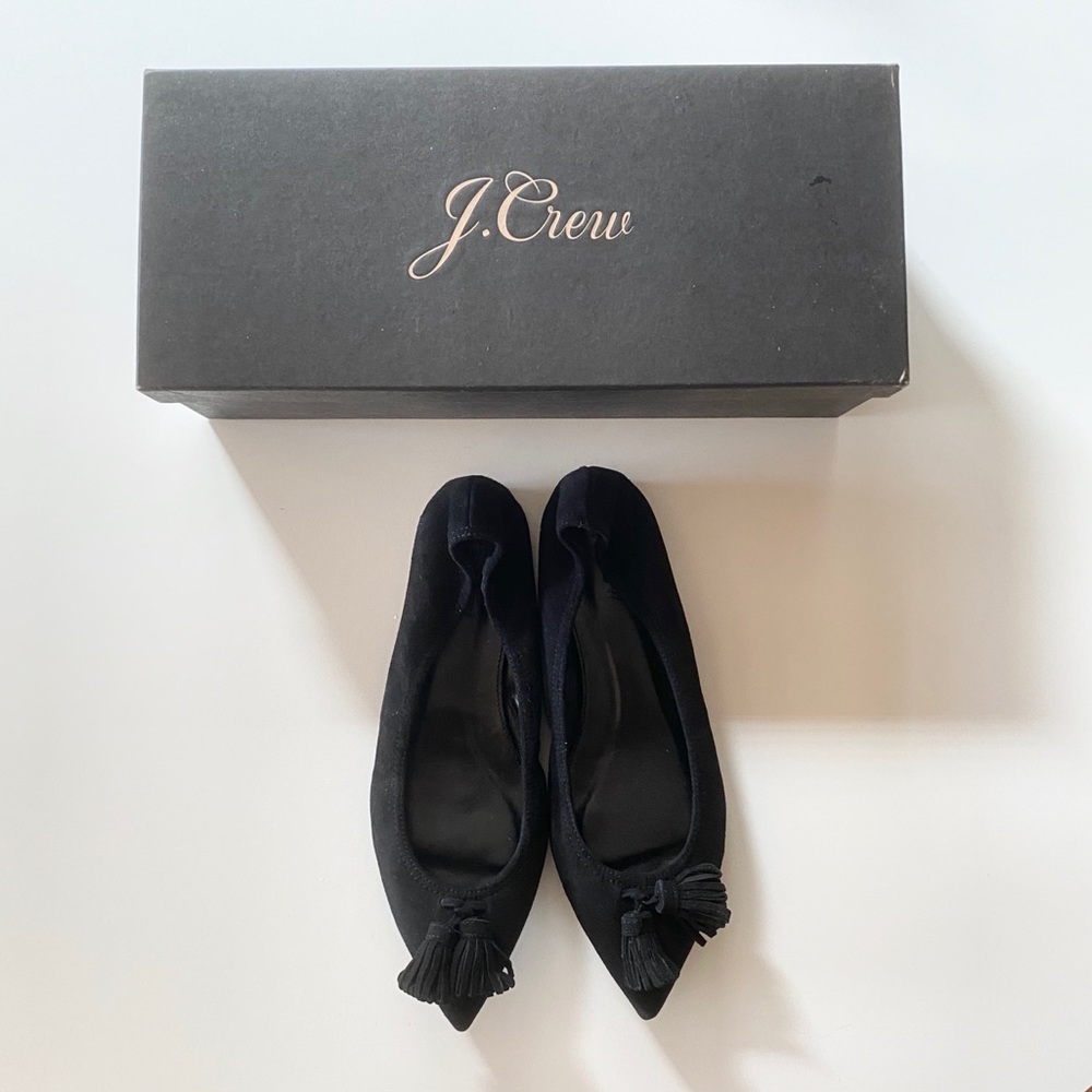 BNIB J.Crew Suede Leather Lottie Tassel Flats